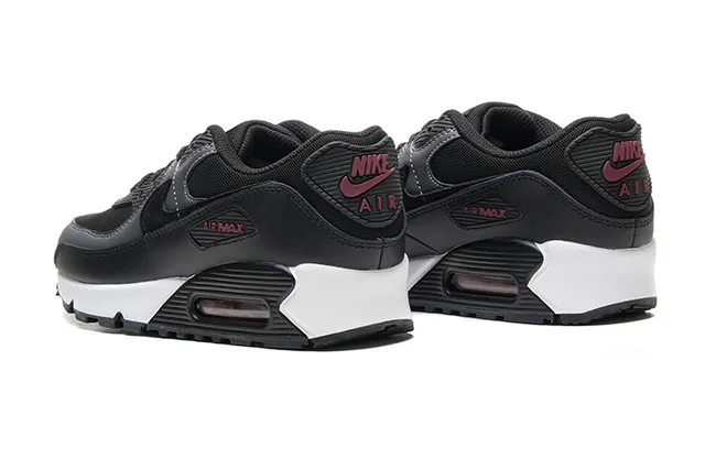 Nike Air Max 90 Black White Maroon Lifestyle Sneakers 4