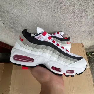 Nike Air Max 95 Blanco Gris Negro Rojo Zapatillas Lifestyle
