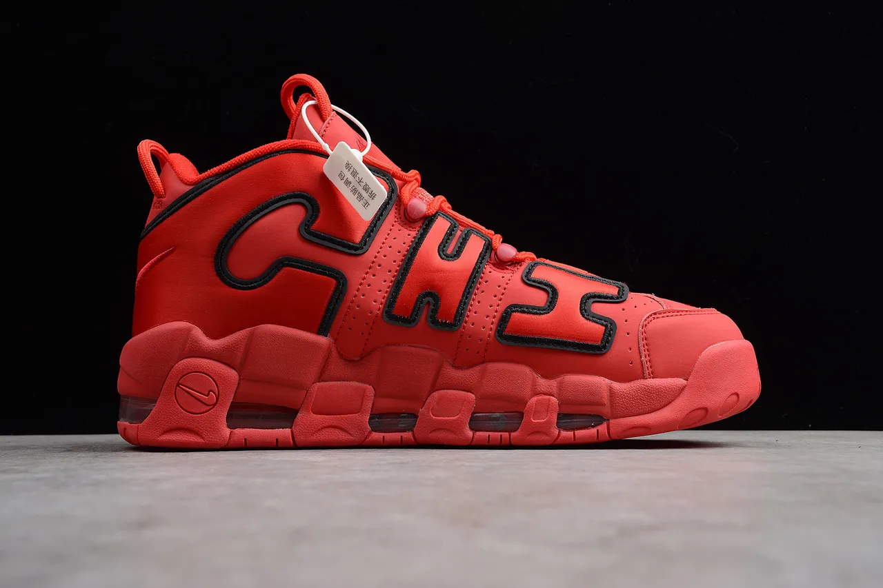 Nike Air More Uptempo Rojo Negro Zapatos de baloncesto 5