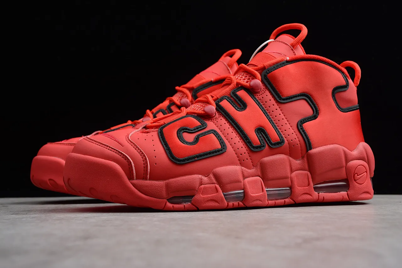 Nike Air More Uptempo Rojo Negro Zapatos de baloncesto 6