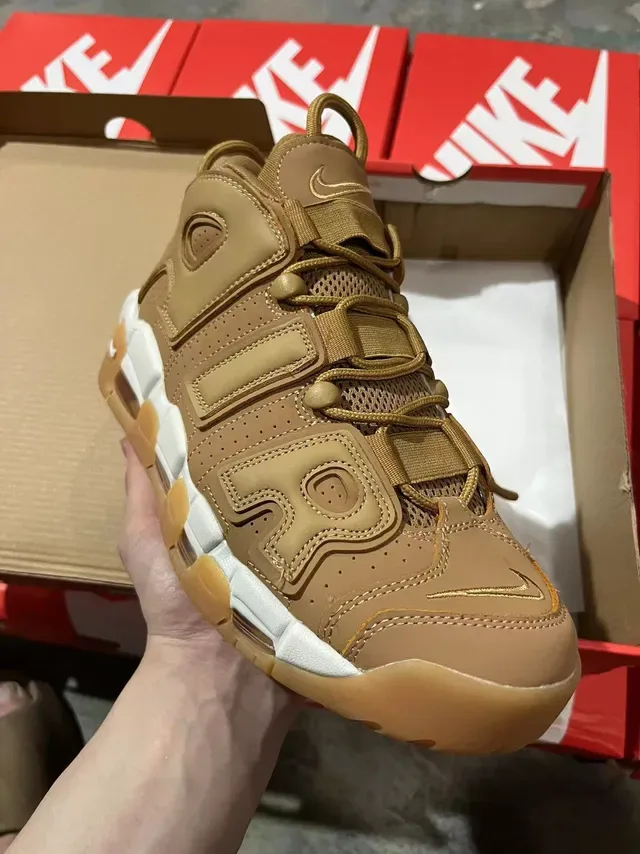 Nike Air More Uptempo Tan and White Basketball Shoes 2