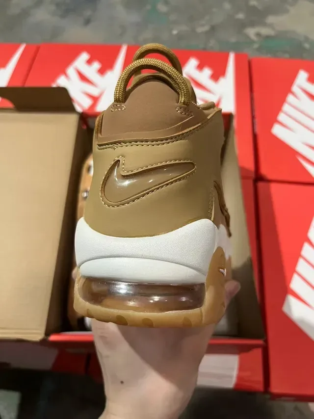 Nike Air More Uptempo Tan and White Basketball Shoes 5