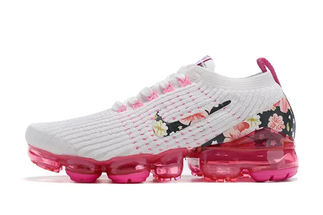 Nike Air VaporMax ফুলের প্রিন্ট সাদা গোলাপি লাইফস্টাইল স্নিকার্স 7