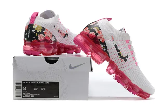 Nike Air VaporMax ফুলের প্রিন্ট সাদা গোলাপি লাইফস্টাইল স্নিকার্স 8