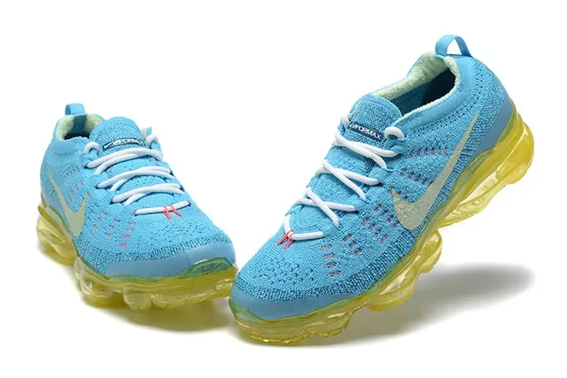 Nike Air VaporMax Flyknit Cyan Blue and Yellow Lifestyle Sneakers 2