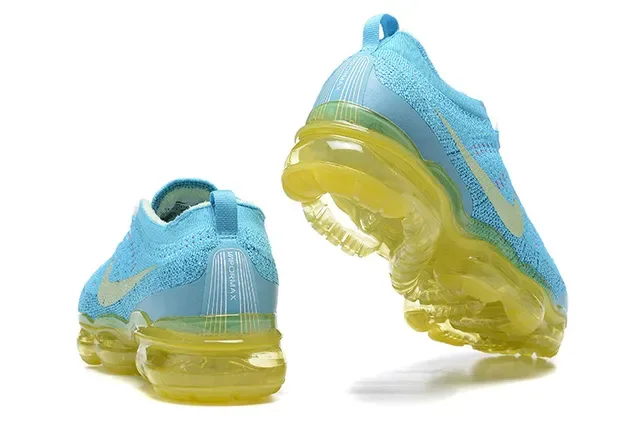Nike Air VaporMax Flyknit Cyan Blue and Yellow Lifestyle Sneakers 3