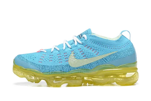 Nike Air VaporMax Flyknit Cyan Blue and Yellow Lifestyle Sneakers 4