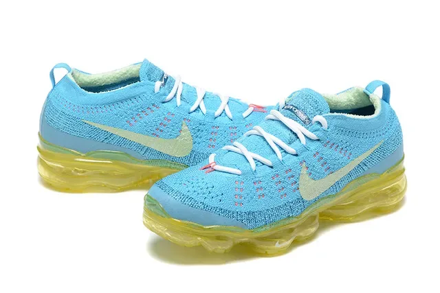 Nike Air VaporMax Flyknit Cyan Blue and Yellow Lifestyle Sneakers 5