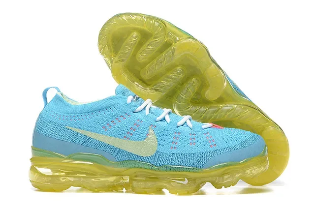 Nike Air VaporMax Flyknit Cyan Blue and Yellow Lifestyle Sneakers 6