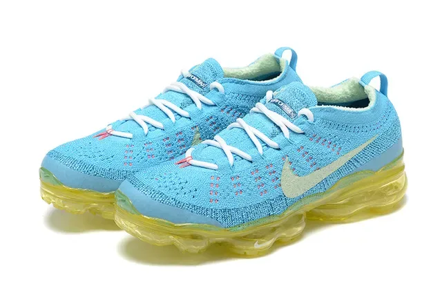Nike Air VaporMax Flyknit Cyan Blue and Yellow Lifestyle Sneakers 7