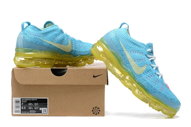 Nike Air VaporMax Flyknit Cyan Blue and Yellow Lifestyle Sneakers 8