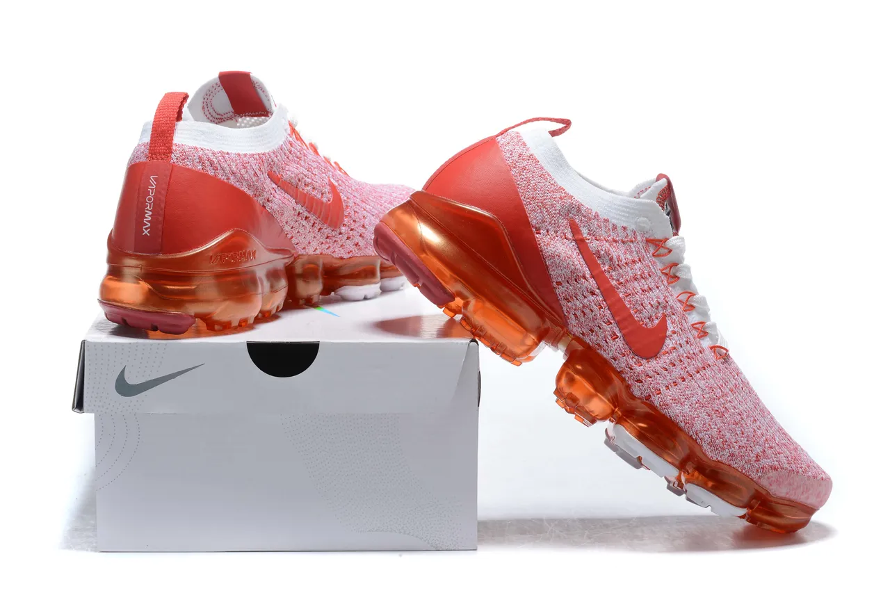 Nike Air VaporMax Chaussures de course orange et blanc 2