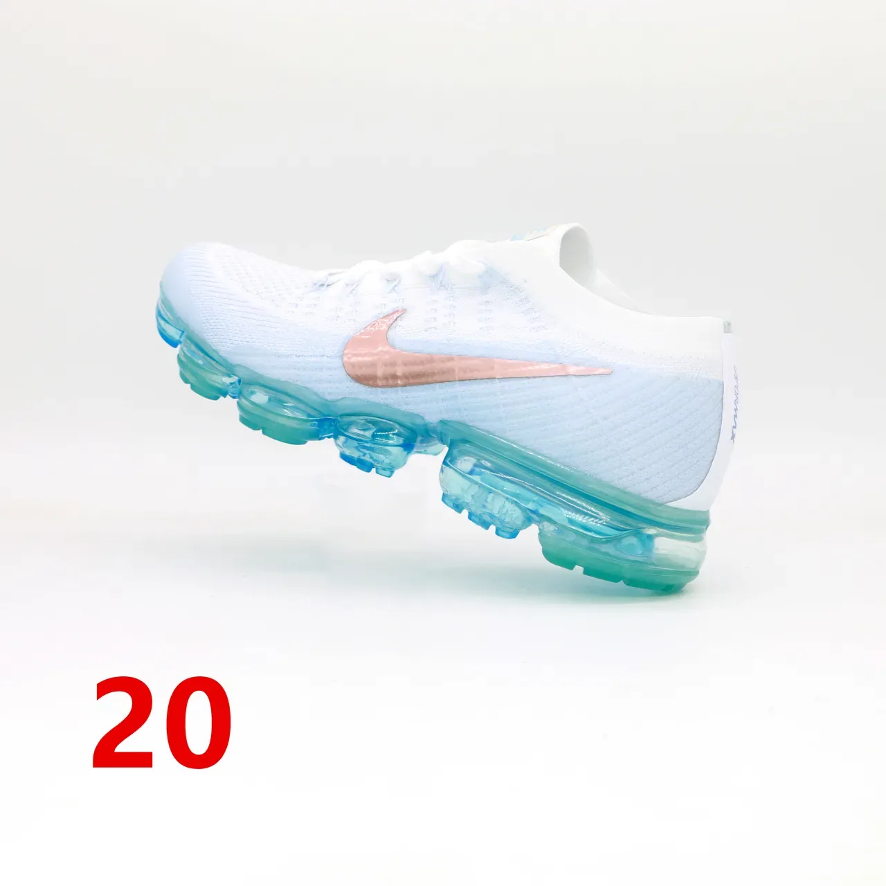 Nike Air VaporMax White Light Blue Rose Gold Lifestyle Sneakers 6