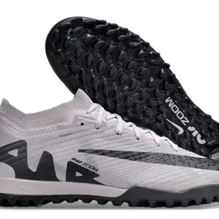 Nike Air Zoom Cinza Preto Superior de Malha Colar Baixo Turf Sapatos de Futebol