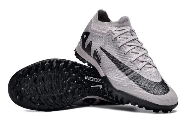 Nike Air Zoom Cinza Preto Superior de Malha Colar Baixo Turf Sapatos de Futebol 2