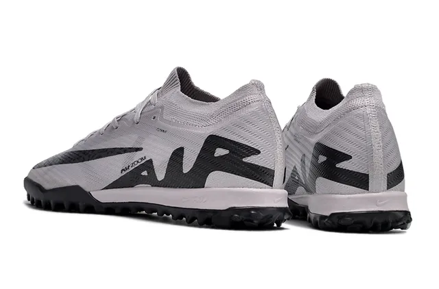 Nike Air Zoom Cinza Preto Superior de Malha Colar Baixo Turf Sapatos de Futebol 4