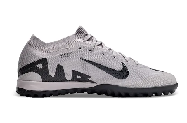 Nike Air Zoom Cinza Preto Superior de Malha Colar Baixo Turf Sapatos de Futebol 5