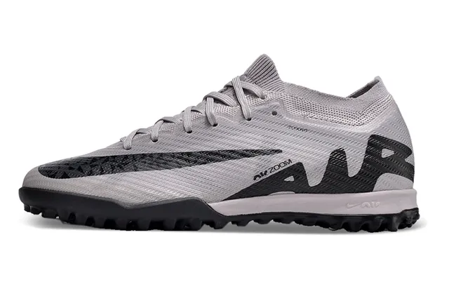 Nike Air Zoom Cinza Preto Superior de Malha Colar Baixo Turf Sapatos de Futebol 6