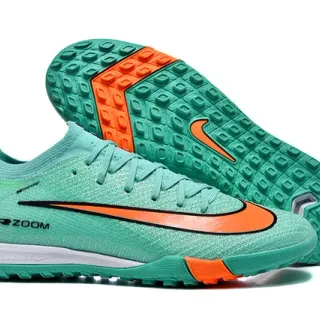Nike Air Zoom Verde Laranja Upper Tricô Silhouette Low-Cut Turf Sapatos de Futebol