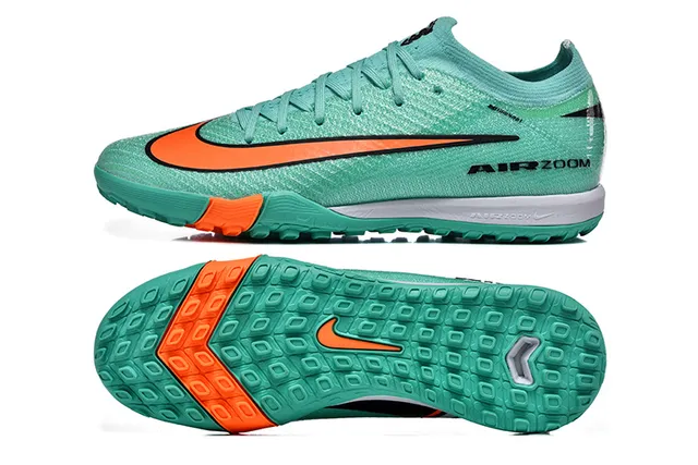 Nike Air Zoom Green Orange Knit Upper Low-Cut Silhouette Turf Soccer Shoes 5