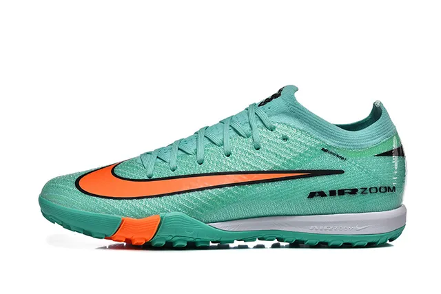 Nike Air Zoom Green Orange Knit Upper Low-Cut Silhouette Turf Soccer Shoes 6