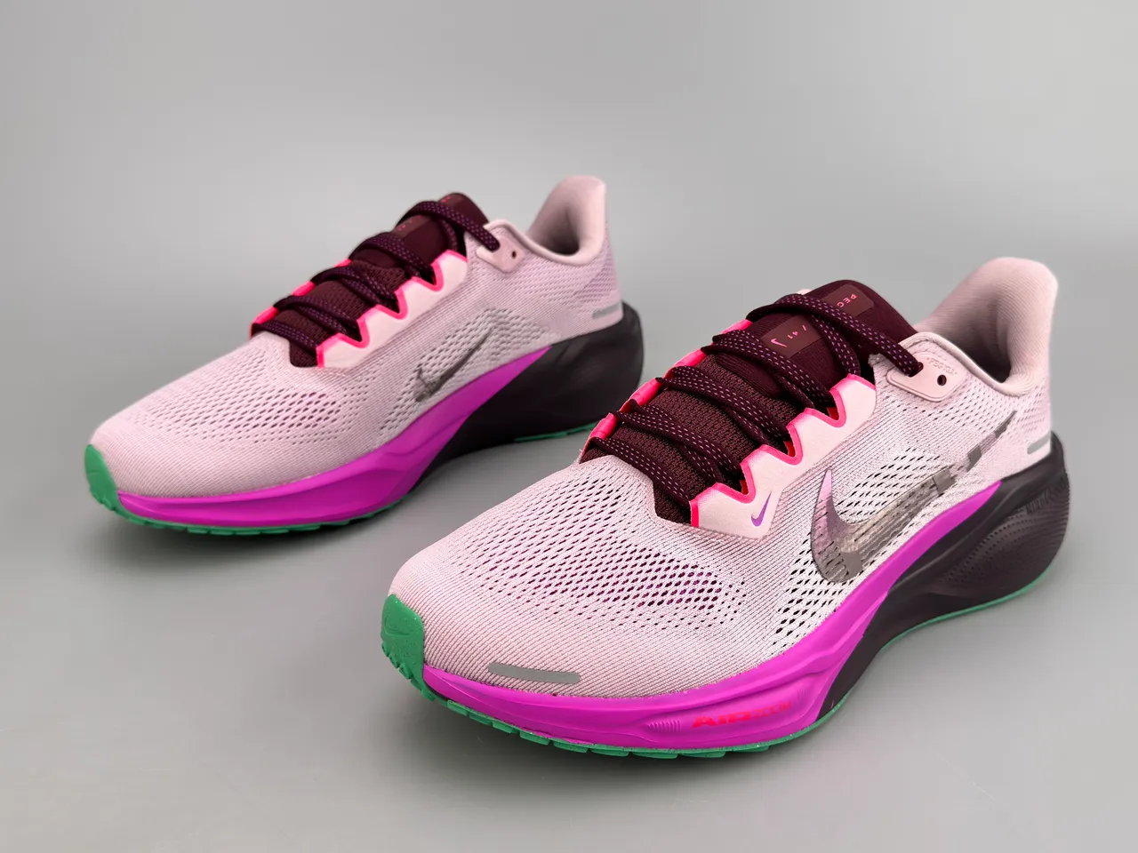 Nike Air Zoom Pegasus Pink Purple Engineered Mesh Upper Layered + React Midsole Running Shoes 9