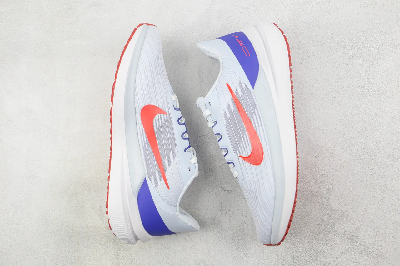 Nike Air Zoom Pegasus Branco Azul Malla Engineered Camada Superior Sobreposições Sintéticas Superpostas Tênis de Corrida 2