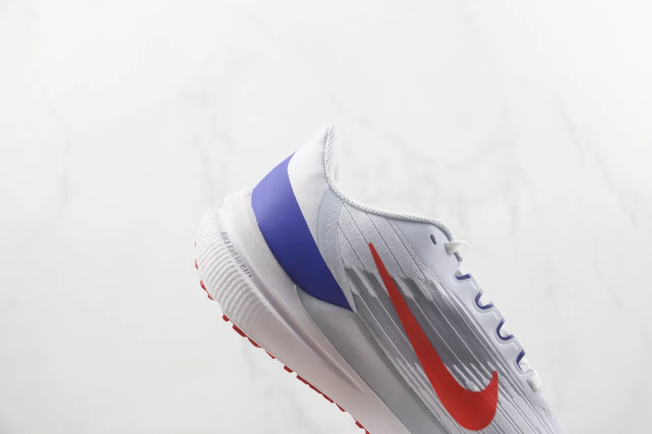 Nike Air Zoom Pegasus Branco Azul Malla Engineered Camada Superior Sobreposições Sintéticas Superpostas Tênis de Corrida 5