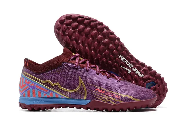 Nike Air Zoom Zapatillas de Fútbol Turf Morado Burdeos Upper de Tejido Superposición Gráfica Multicolor 1