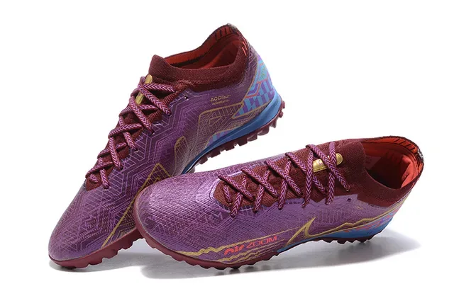 Nike Air Zoom Zapatillas de Fútbol Turf Morado Burdeos Upper de Tejido Superposición Gráfica Multicolor 2