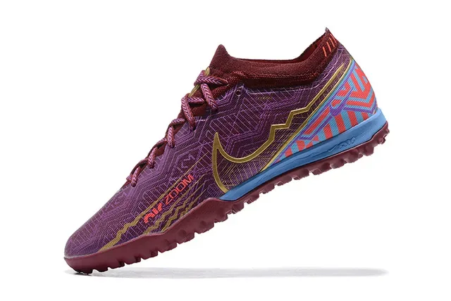 Nike Air Zoom Zapatillas de Fútbol Turf Morado Burdeos Upper de Tejido Superposición Gráfica Multicolor 4