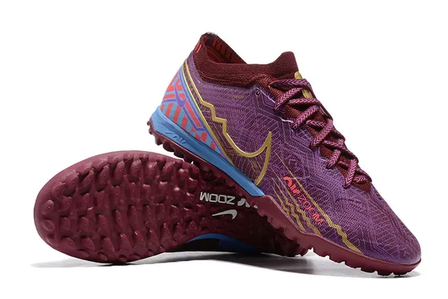 Nike Air Zoom Zapatillas de Fútbol Turf Morado Burdeos Upper de Tejido Superposición Gráfica Multicolor 6