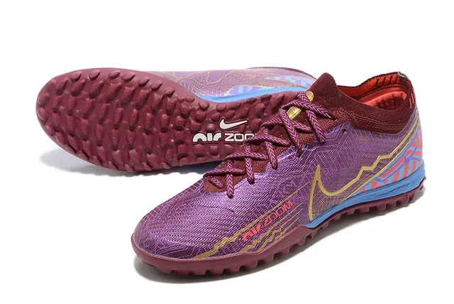 Nike Air Zoom Zapatillas de Fútbol Turf Morado Burdeos Upper de Tejido Superposición Gráfica Multicolor 7