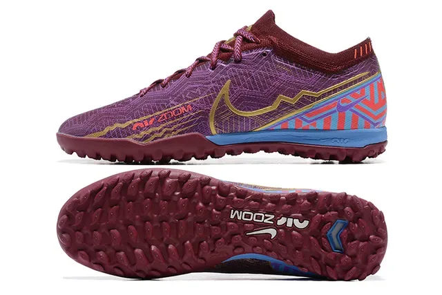 Nike Air Zoom Zapatillas de Fútbol Turf Morado Burdeos Upper de Tejido Superposición Gráfica Multicolor 9
