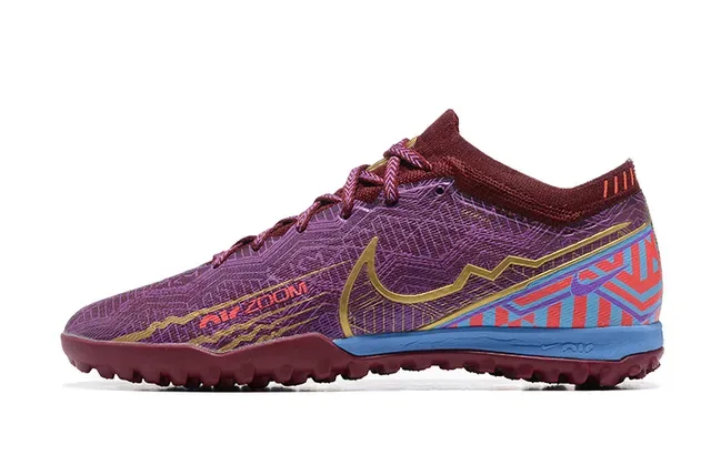 Nike Air Zoom Zapatillas de Fútbol Turf Morado Burdeos Upper de Tejido Superposición Gráfica Multicolor 10