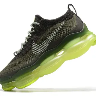 حذاء رياضي لايف ستايل من Nike بجزء علوي محبوك بلون أخضر عسكري وأصفر ووحدة Air مرئية كاملة الطول