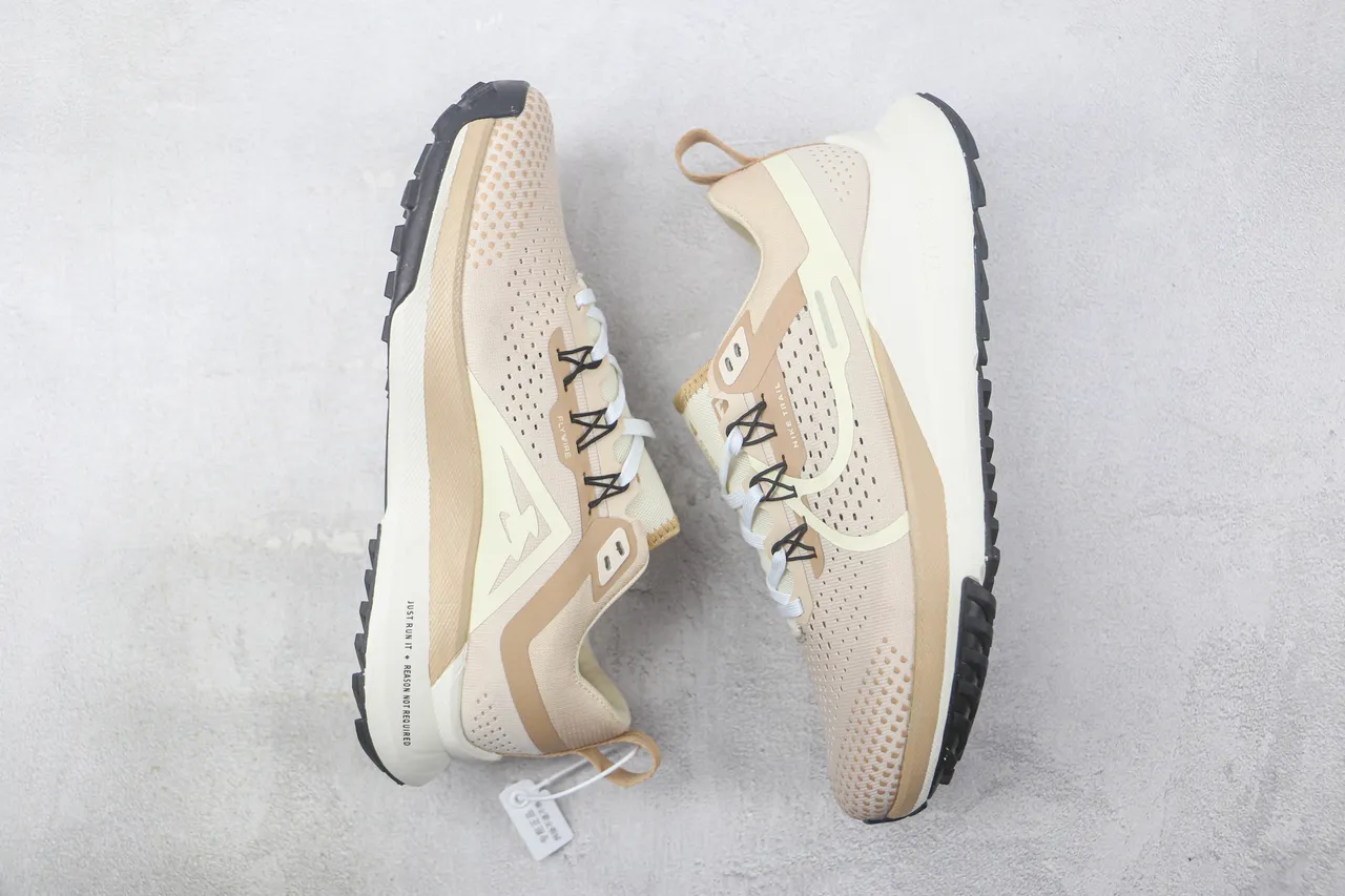 Nike Beige Perforated Knit Upper Layered Synthetic Overlays Running Shoes 2