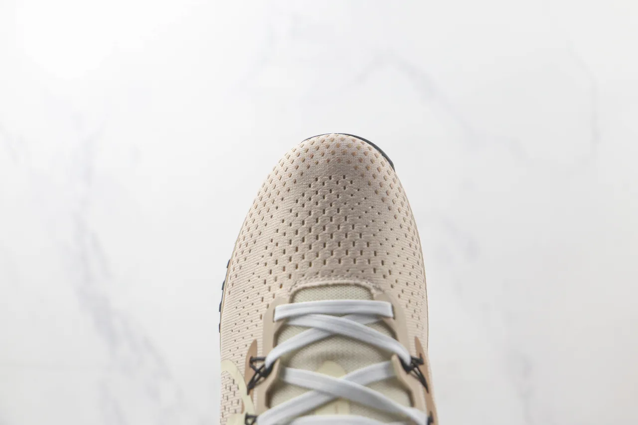 Nike Beige Perforated Knit Upper Layered Synthetic Overlays Running Shoes 6