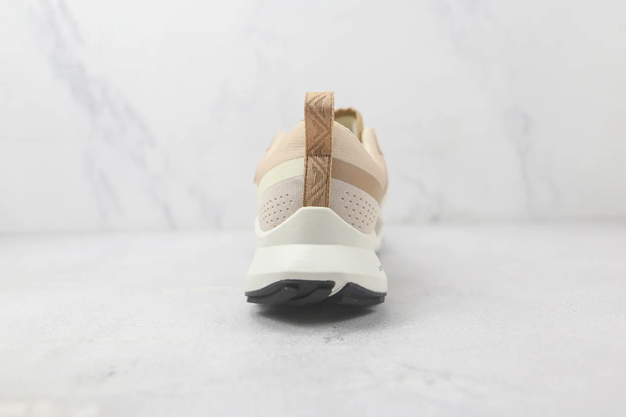 Nike Beige Perforated Knit Upper Layered Synthetic Overlays Running Shoes 9