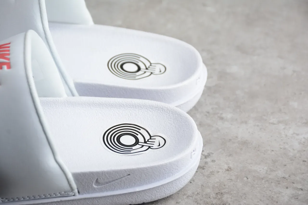 Nike Benassi JDI White and Red Slippers 5