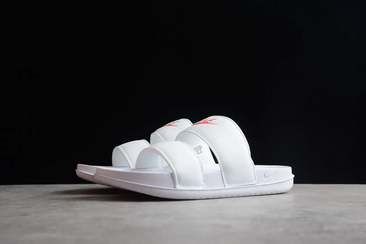 Nike Benassi JDI White and Red Slippers 12