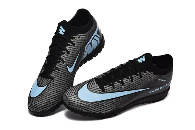 Nike Tênis de futebol turf upper knit preto e azul low-cut 2