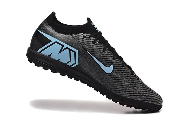 Nike Tênis de futebol turf upper knit preto e azul low-cut 3
