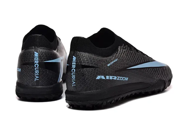 Nike Tênis de futebol turf upper knit preto e azul low-cut 5