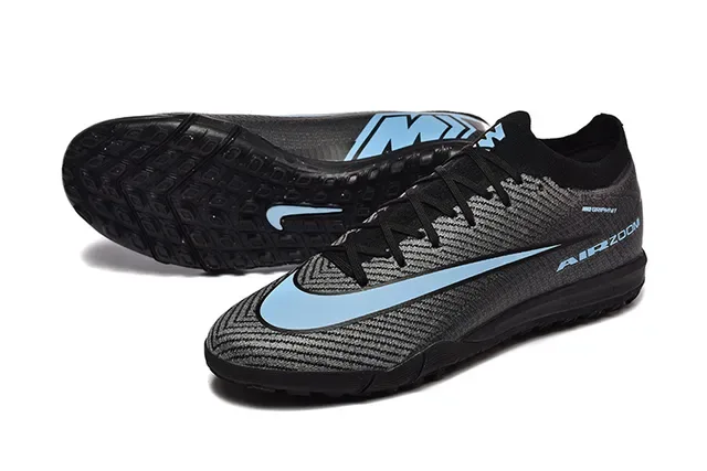 Nike Tênis de futebol turf upper knit preto e azul low-cut 6
