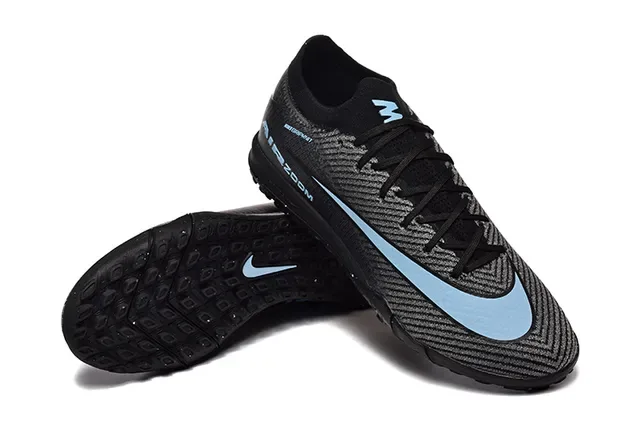 Nike Tênis de futebol turf upper knit preto e azul low-cut 7