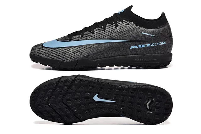 Nike Tênis de futebol turf upper knit preto e azul low-cut 9
