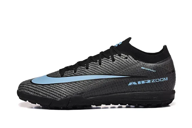 Nike Tênis de futebol turf upper knit preto e azul low-cut 10