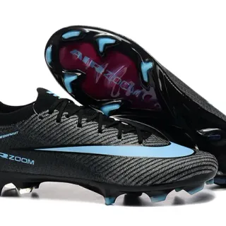 Nike Chaussures de Football Noir Bleu Low-Cut Upper Maille Texturée pour Terrain Ferme