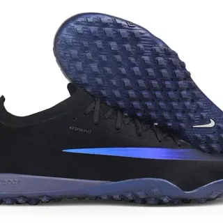 Nike Sapatos de futebol Preto Azul con ajuste Sock-Fit, parte superior de tricô con acento Swoosh elétrico para grama artificial